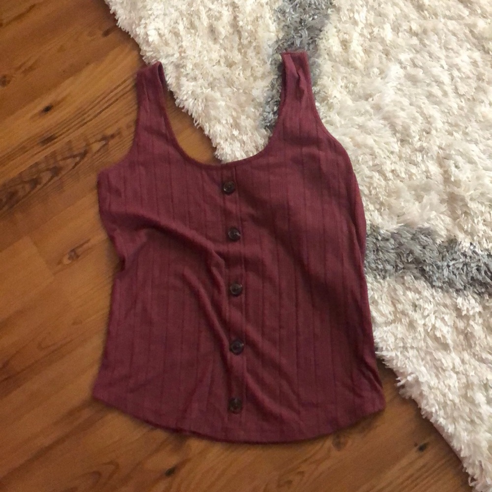 Maroon Button Tank Top